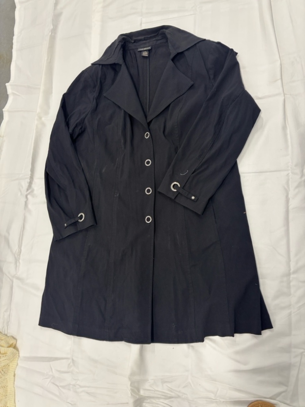 Lane Bryant Black Long Button Front Trench Coat